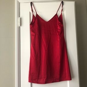 Red Silk Satin Slip Dress 